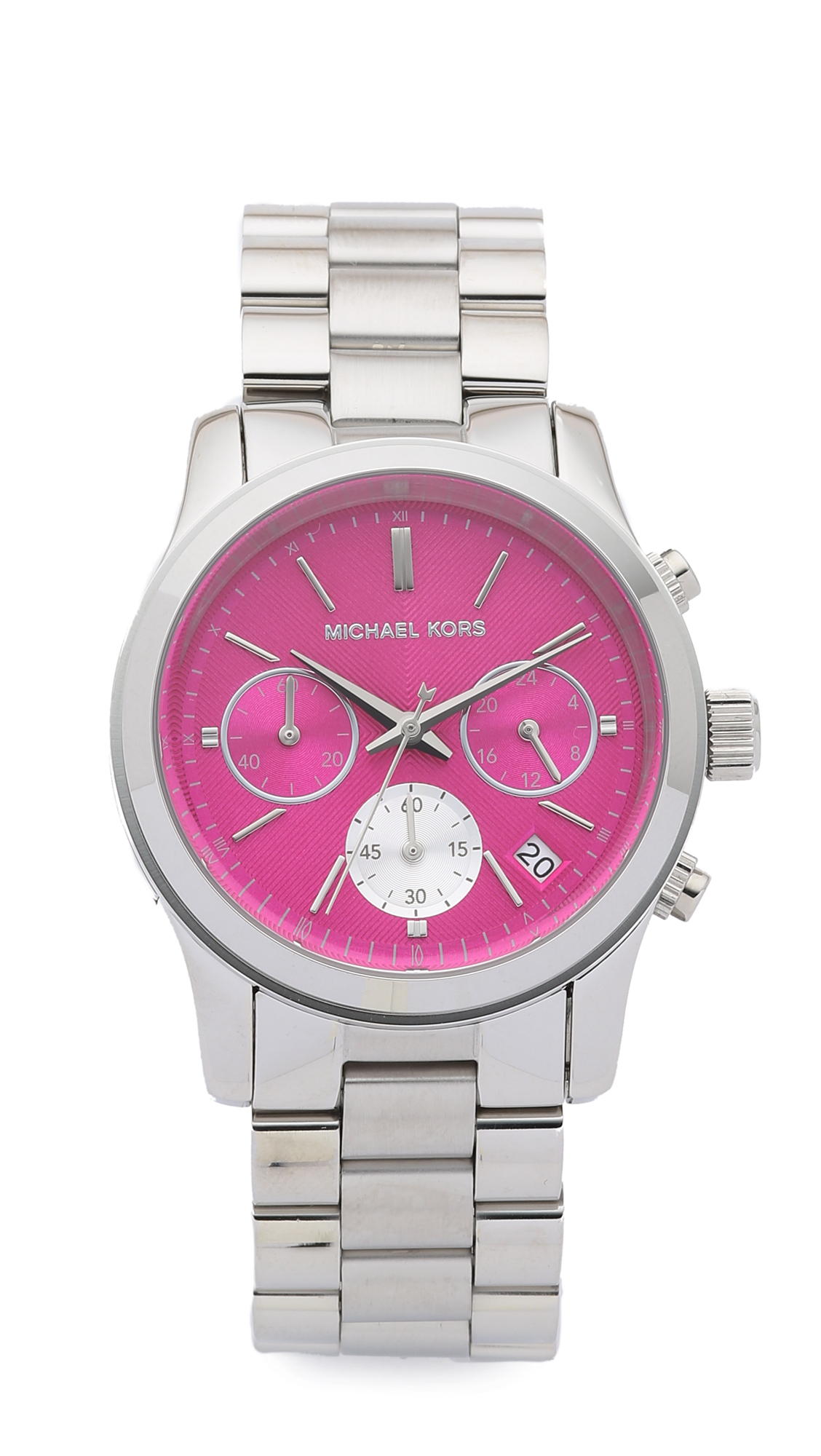 Lyst - Michael Kors Runway Watch - Silver/pink in Metallic