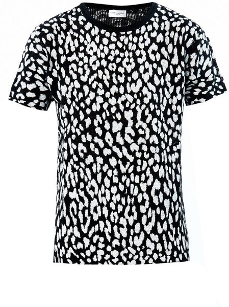 Saint Laurent Knitted Animalprint Tshirt in Black for Men | Lyst