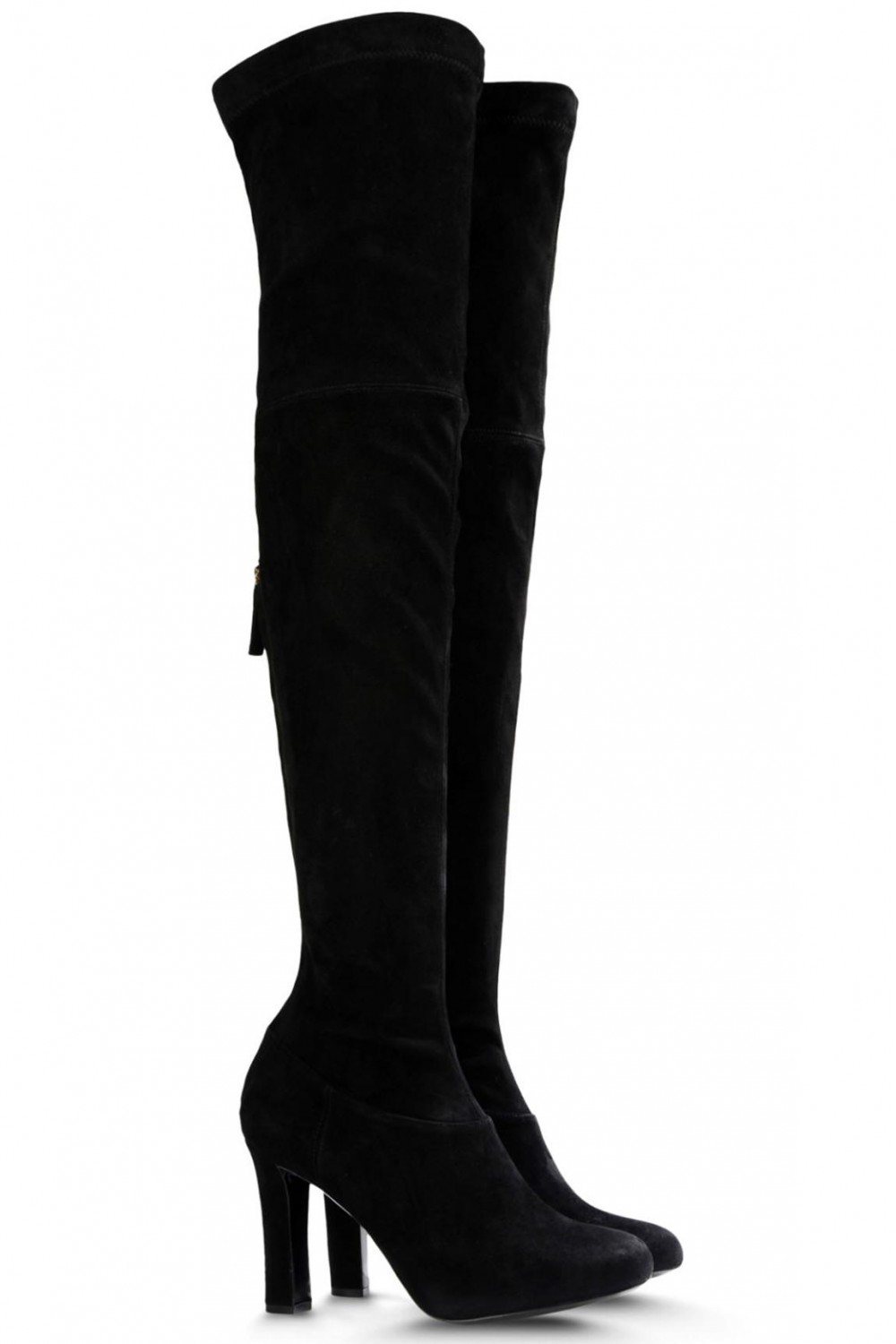 Alberta Ferretti Grey Black Suede Thigh High Boots In Black Lyst