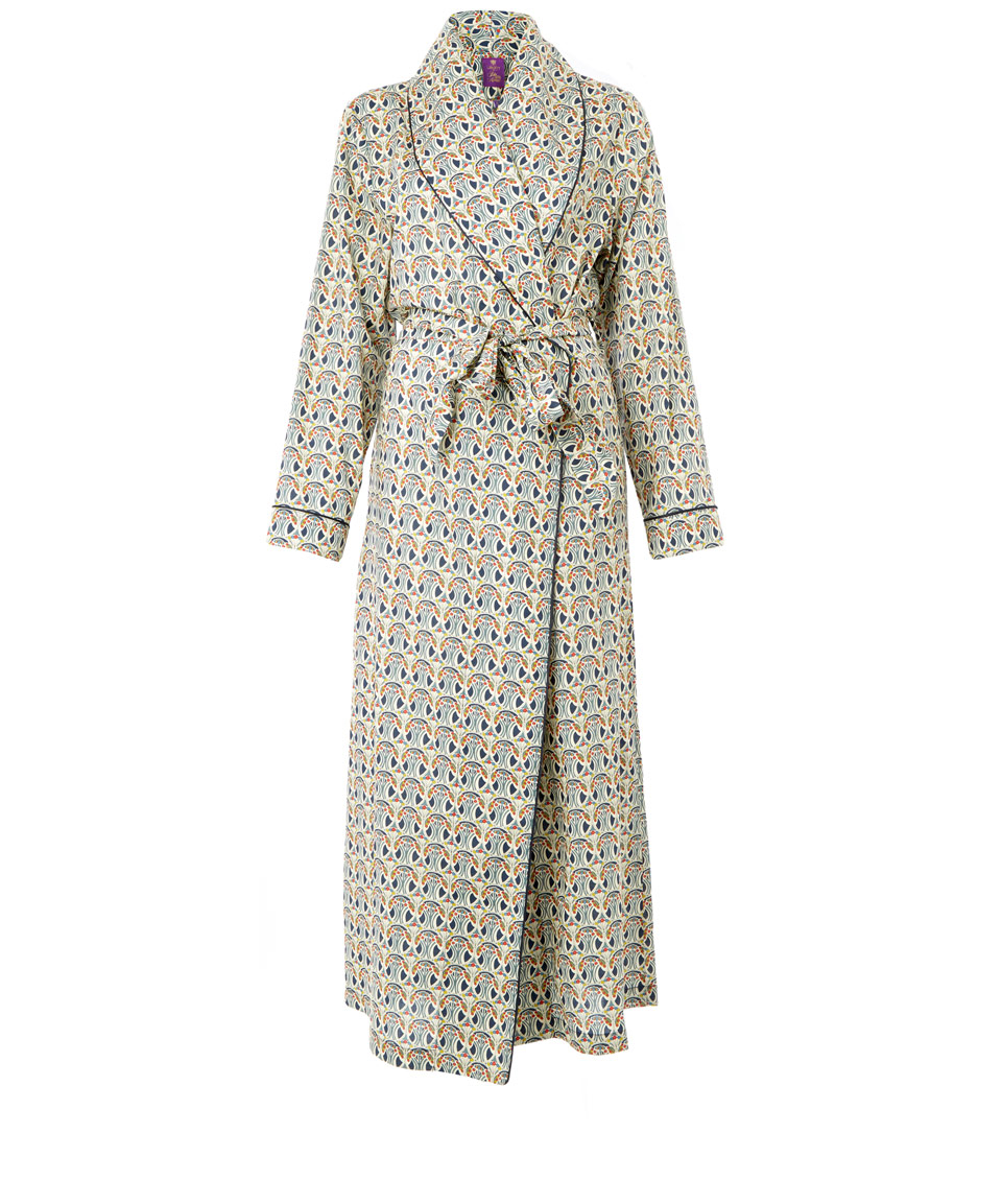 Lyst - Liberty Mauverina Long Cotton Robe in Green