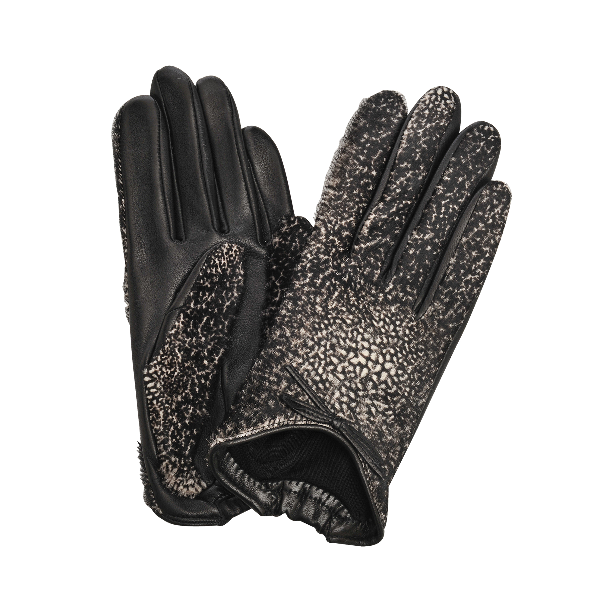 Agnelle Short Leather Gloves With Bow in Gray (animal) Lyst