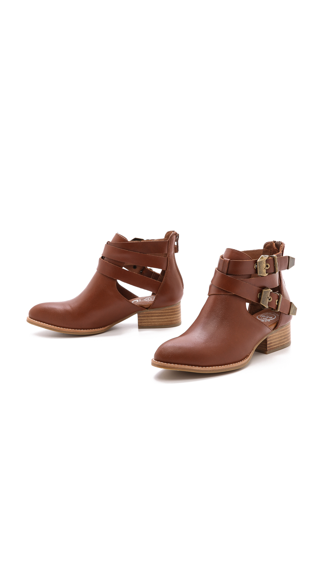 tan perforated booties