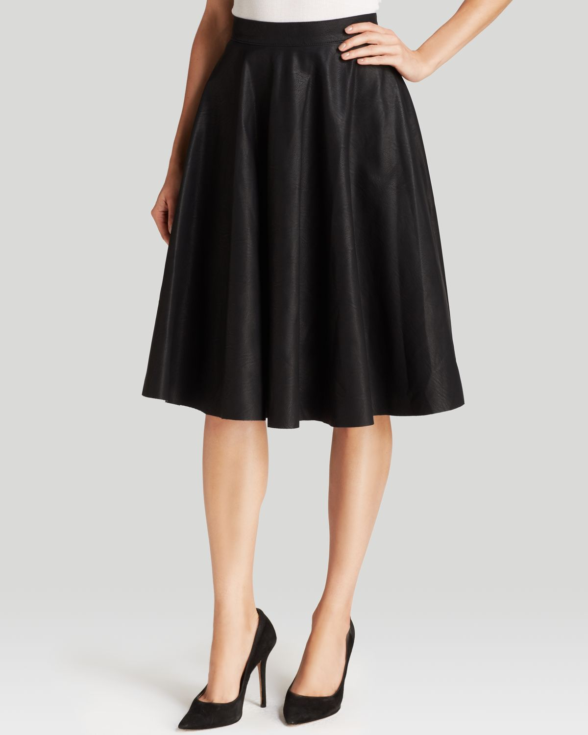 Lyst - French Connection Skirt - Faux Leather Flared in Black