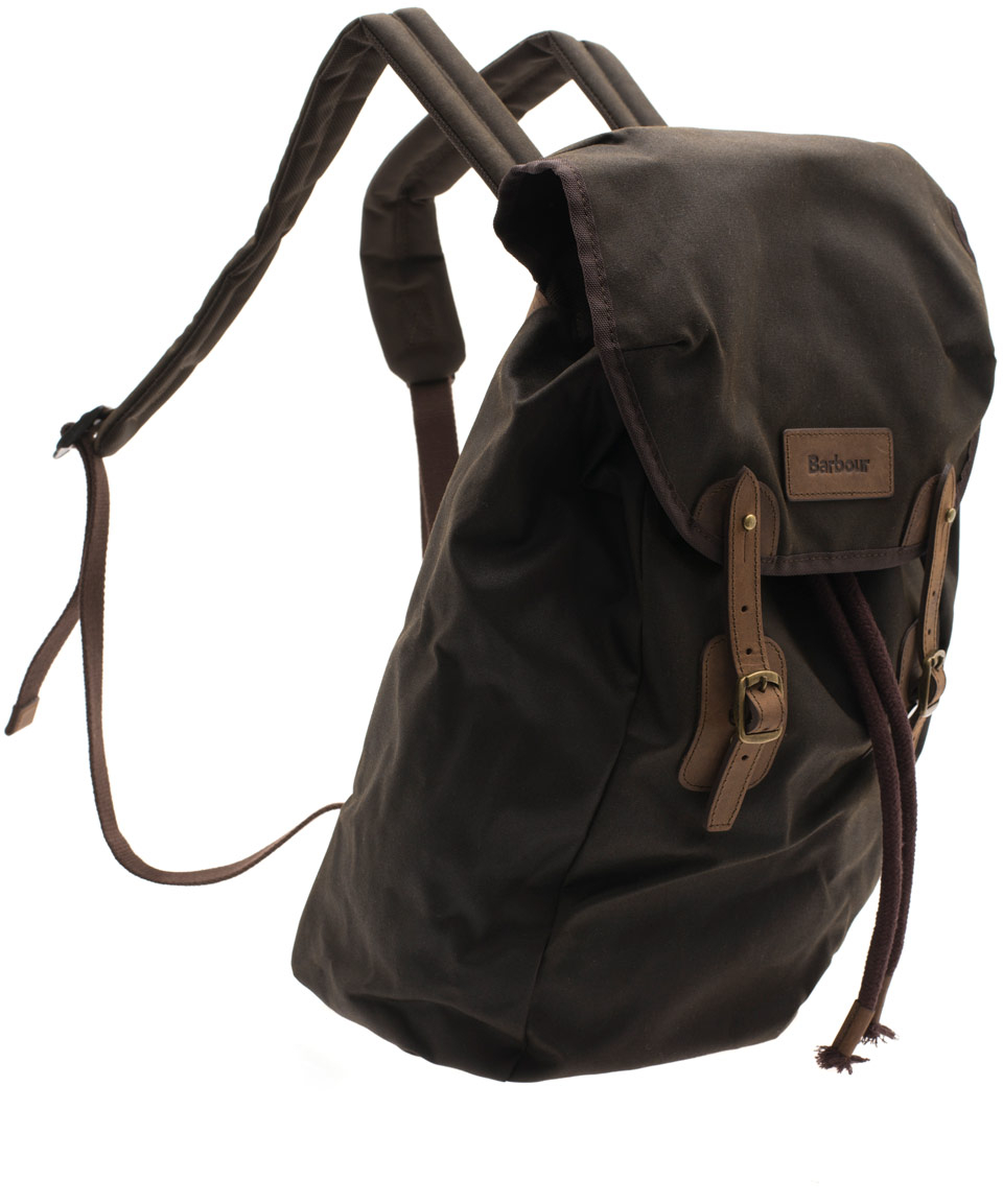 Lyst - Barbour Olive Waxed Leather Backpack in Green for Men