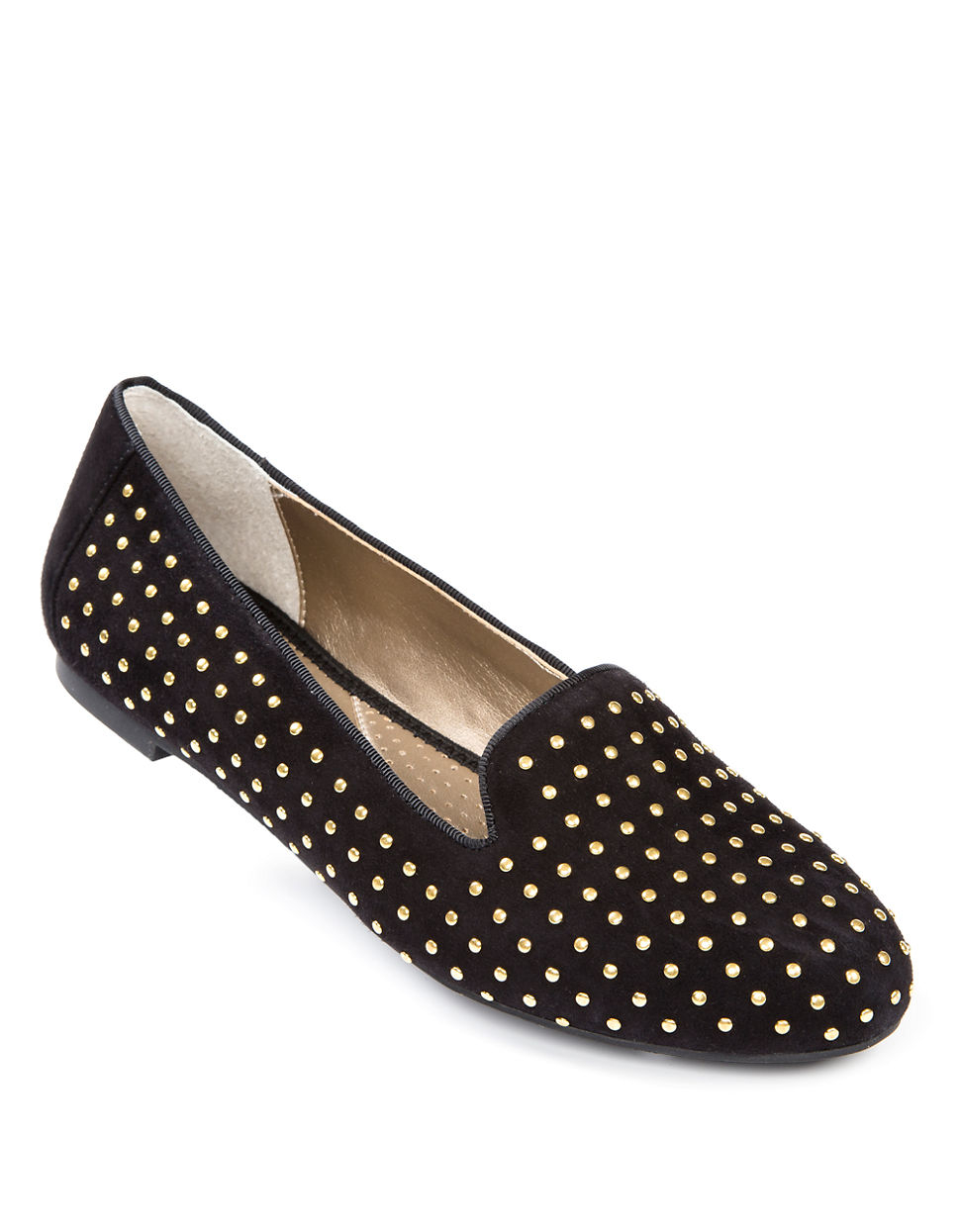 Me Too Karson Suede Studded Flats in Black | Lyst