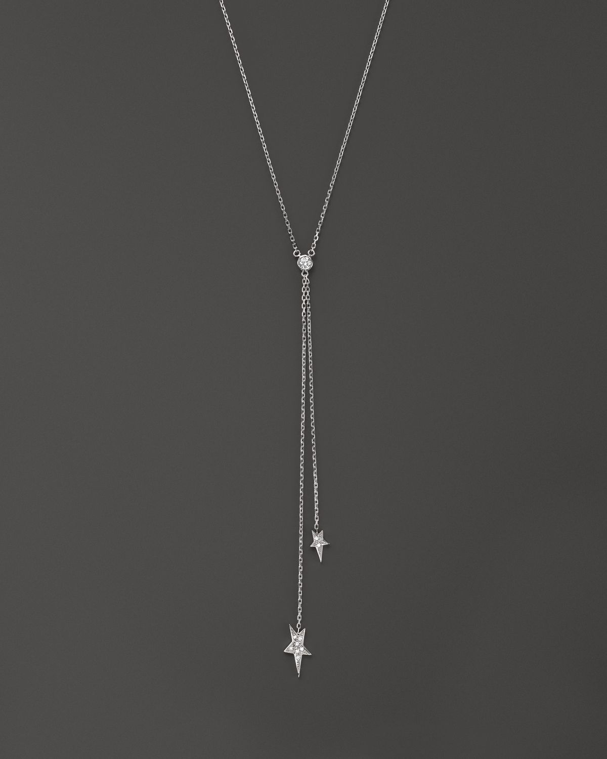 Lyst Kc Designs Diamond Double Star Drop Necklace In 14k White Gold