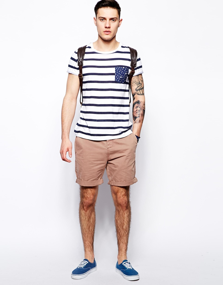 Asos Chino Shorts In Mid Length in Pink for Men | Lyst