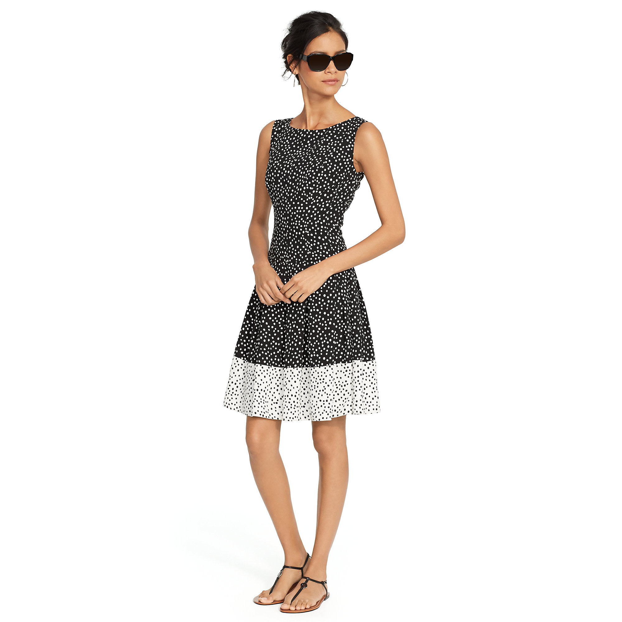 Lyst - Ralph Lauren Lauren Petites Dress - Sleeveless Polka Dot in Black