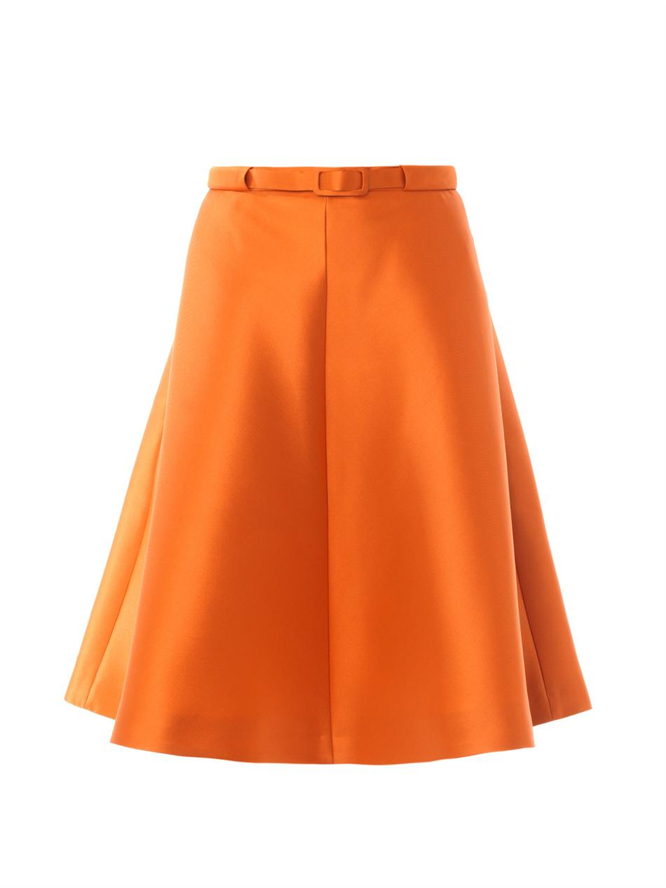 Lyst - Carven Satin Belted Full Skirt in Orange