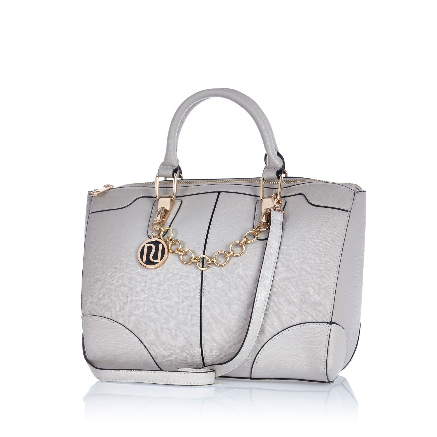 river island grey tote bag