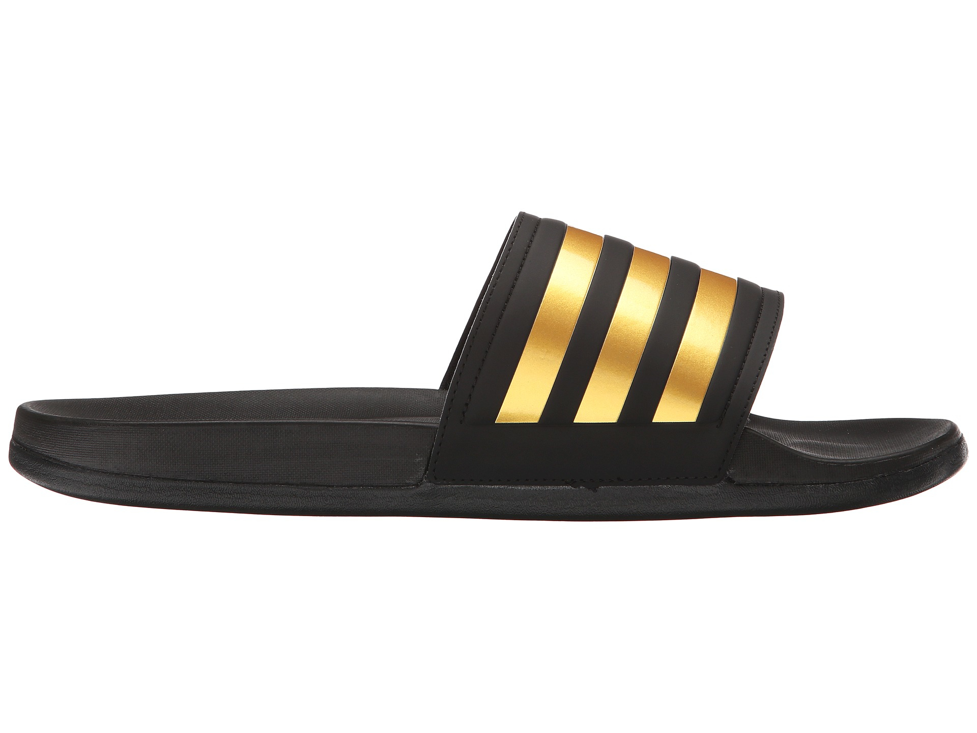 adidas black and gold sliders