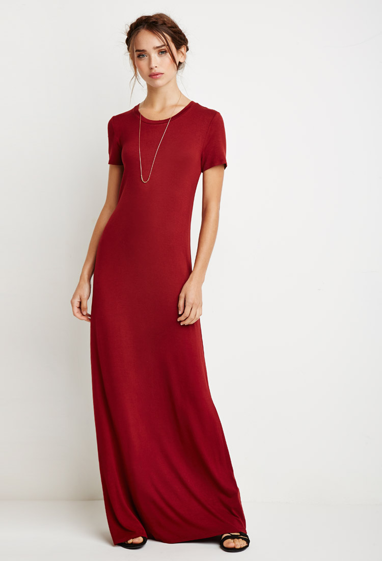 Forever 21 Maxi T  shirt  Dress  in Red  Lyst