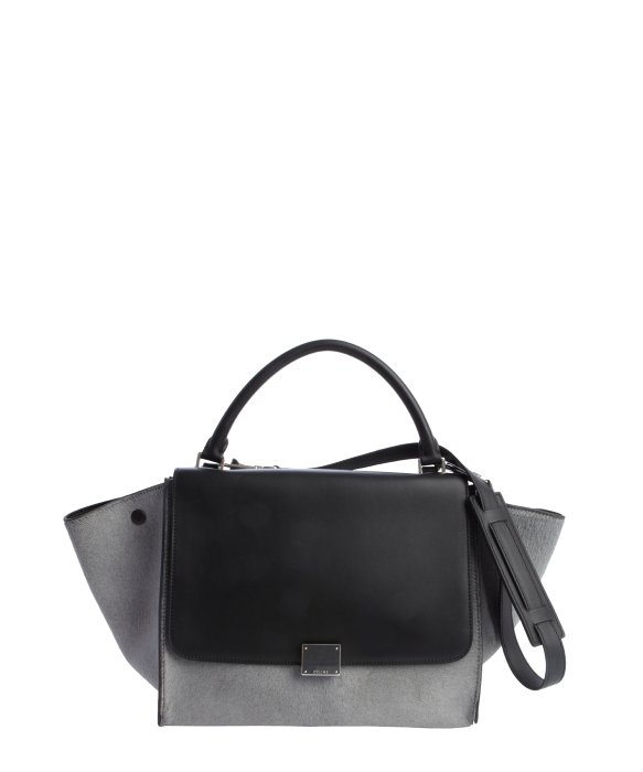 Cline Grey Pony Hair and Black Leather Trapeze Bag in Black (grey ...