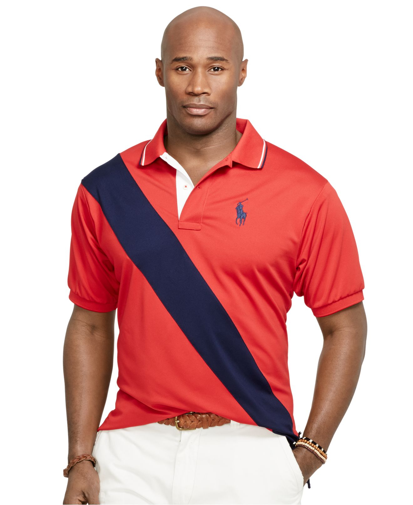 Lyst - Polo Ralph Lauren Big And Tall Banner-Striped Performance Mesh ...