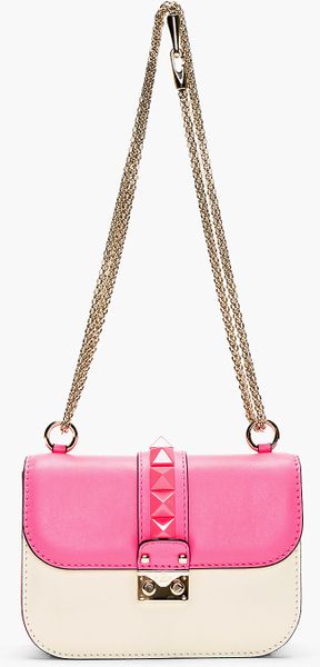 Valentino Fuchsia and Ivory Studded Lock Shoulder Bag in Pink (fuchsia ...