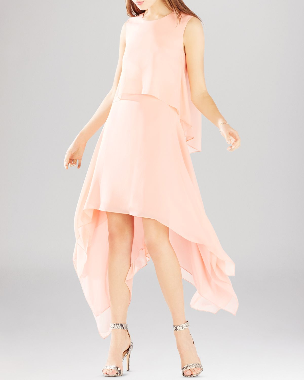 Lyst Bcbgmaxazria Dress Marilee Asymmetric Chiffon In Pink Gallery