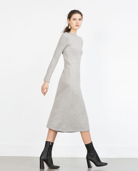 zara grey knitted dress