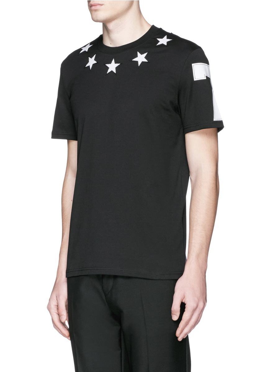 Givenchy Star Embroidery Cotton T-shirt in Black for Men (null) | Lyst