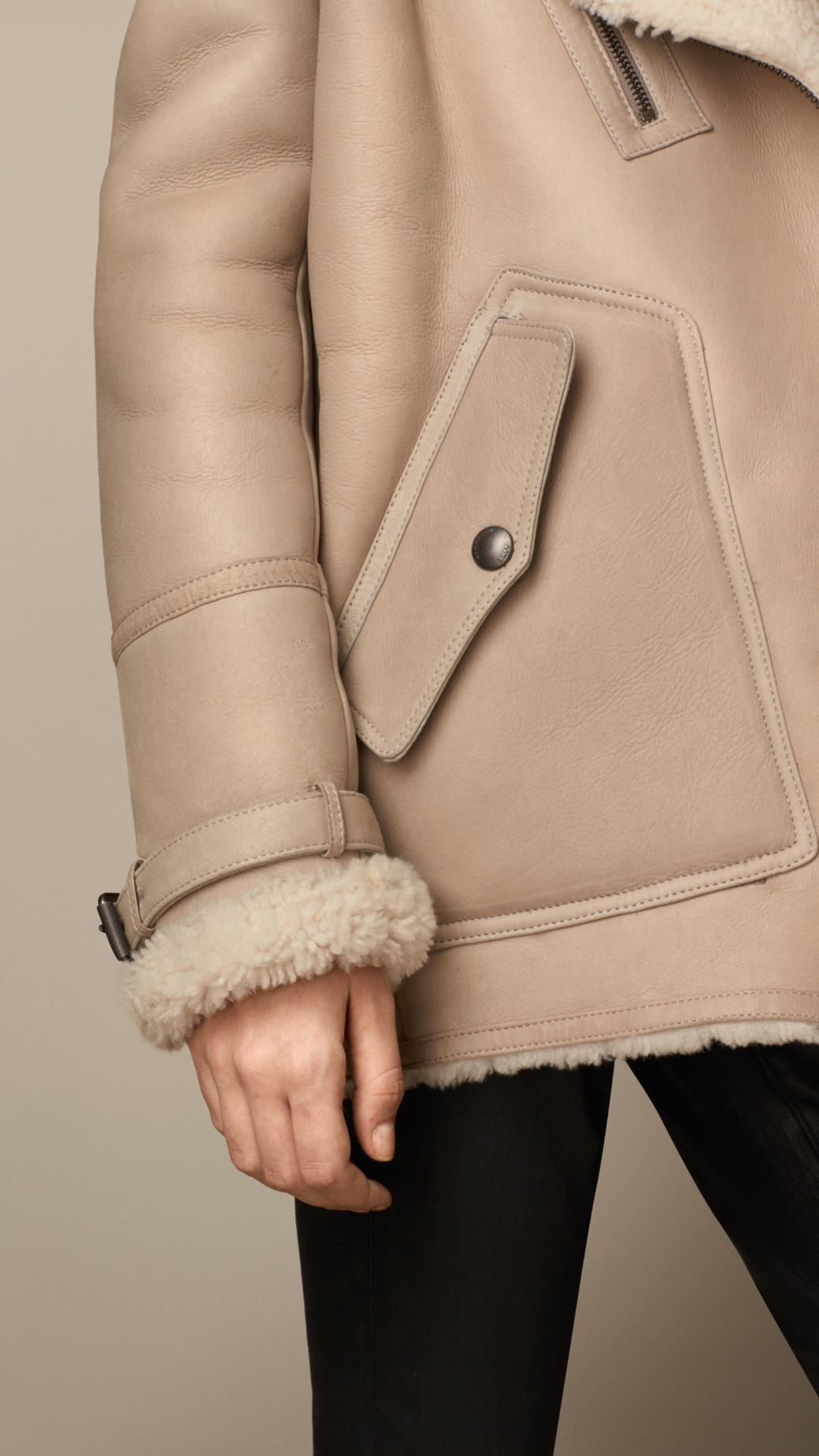 Lyst Burberry Oversize Shearling Aviator Jacket in Natural
