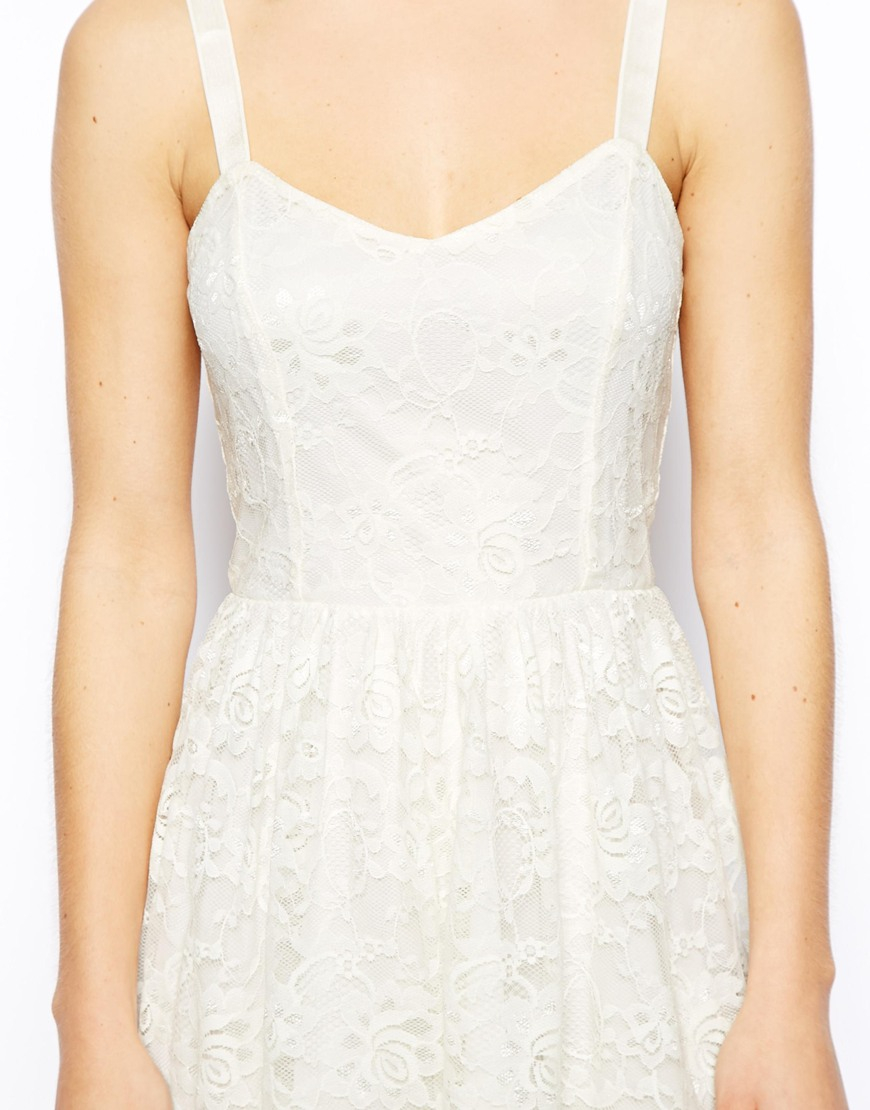 Asos Lace Skater Dress In Natural Lyst 