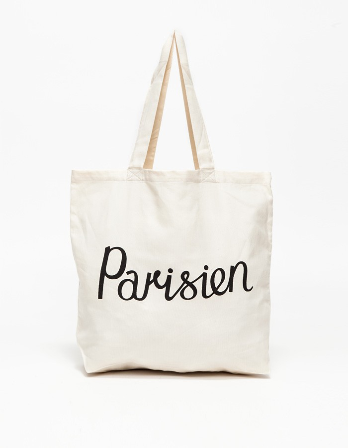 maison kitsun 233 parisien tote bag in ecru in white lyst maison kitsun 233 parisien tote bag in ecru in white lyst