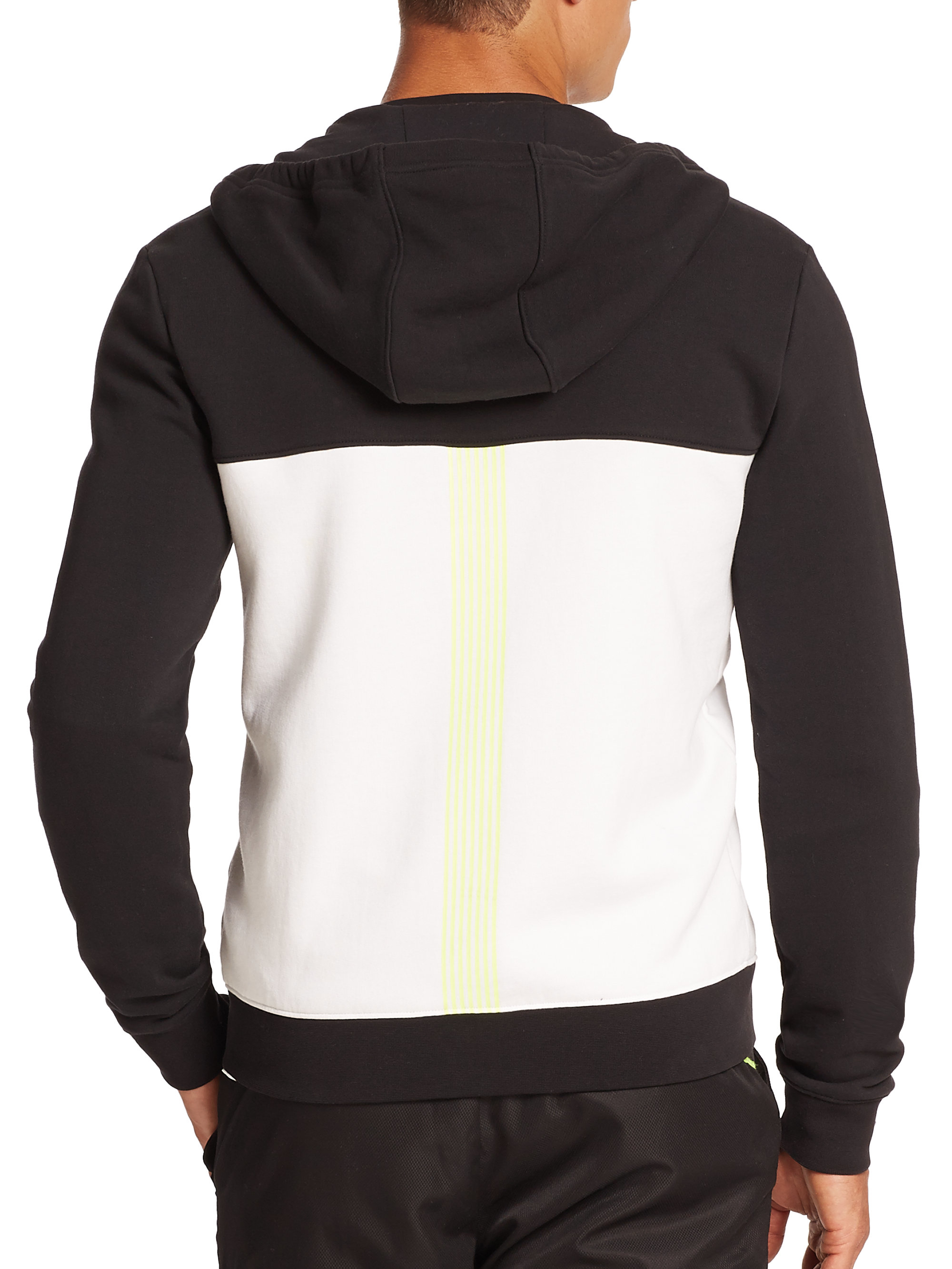 Black and white colorblock hoodie Clearance