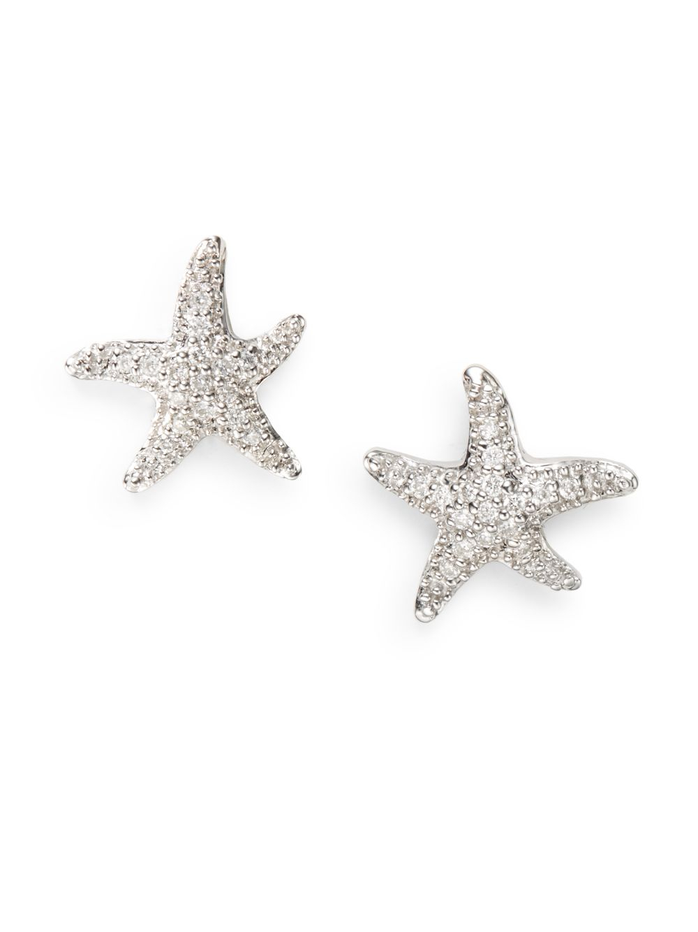 Saks Fifth Avenue Diamond 14k White Gold Starfish Earrings In Gallery
