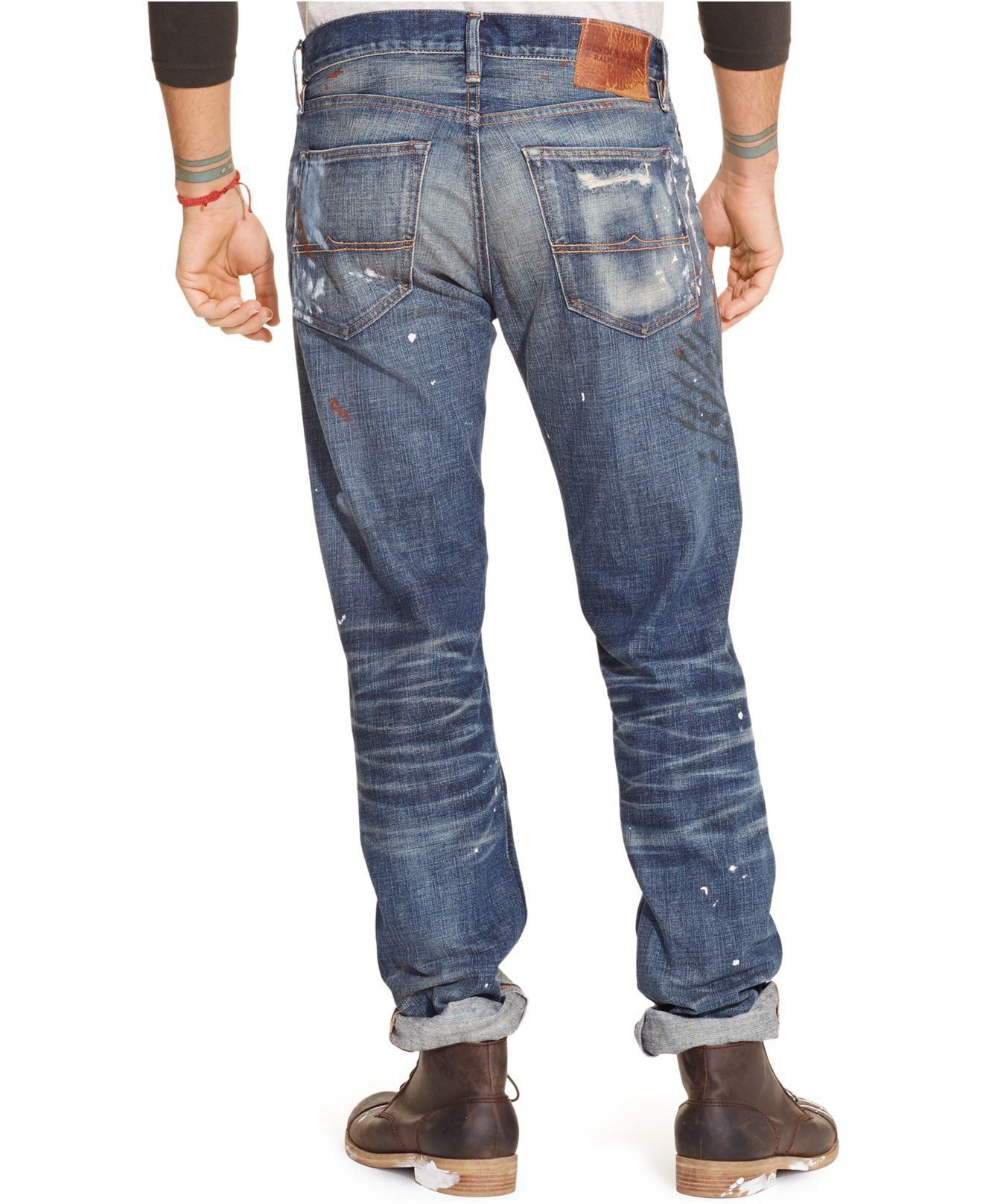 Denim & Supply Ralph Lauren Yuma Straight-fit Splattered Jeans in Blue for Men - Lyst