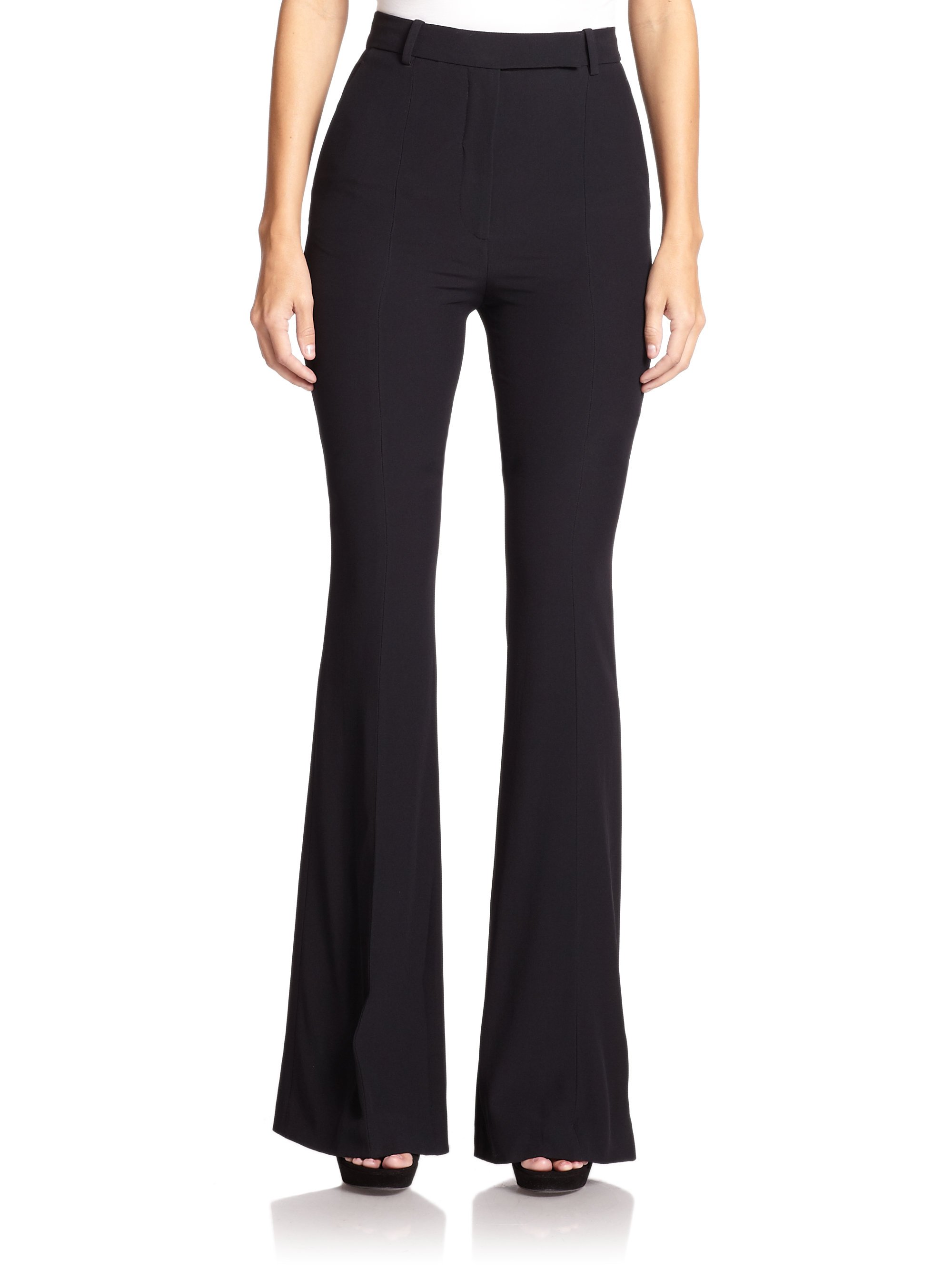 Lyst - Alexander mcqueen Flared High-waist Pants in Black