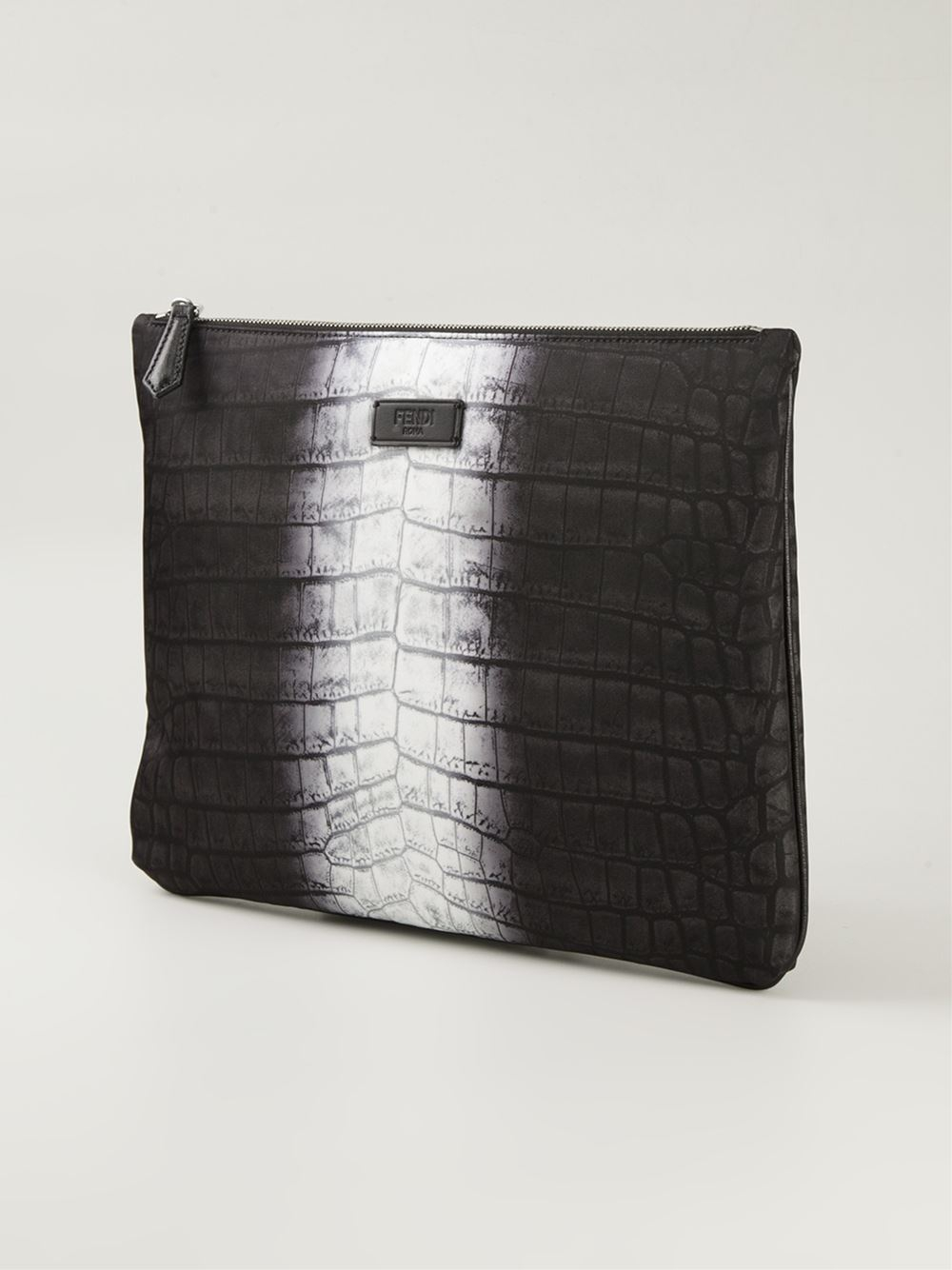 fendi black leather clutch