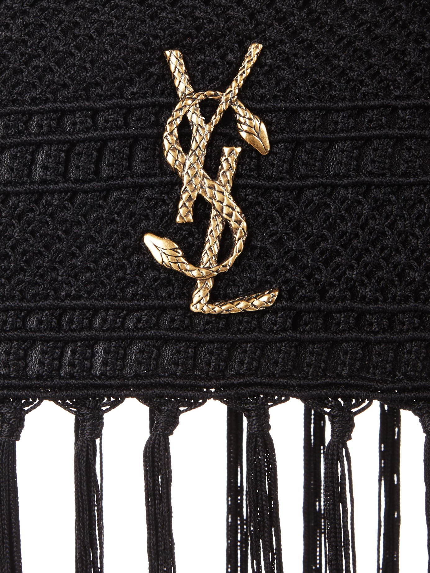Saint laurent Monogram Serpent-logo Crochet Clutch in Black | Lyst