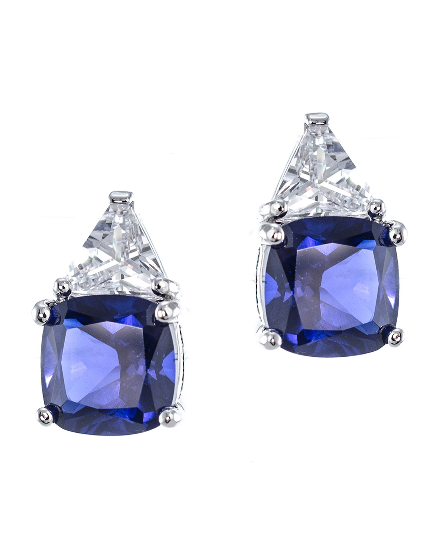 Kenneth jay lane Sapphire Cushion And Trillion Cut Earrings in Blue ...