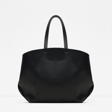 Zara Contrasting Tote Bag Contrasting Tote Bag in Black | Lyst