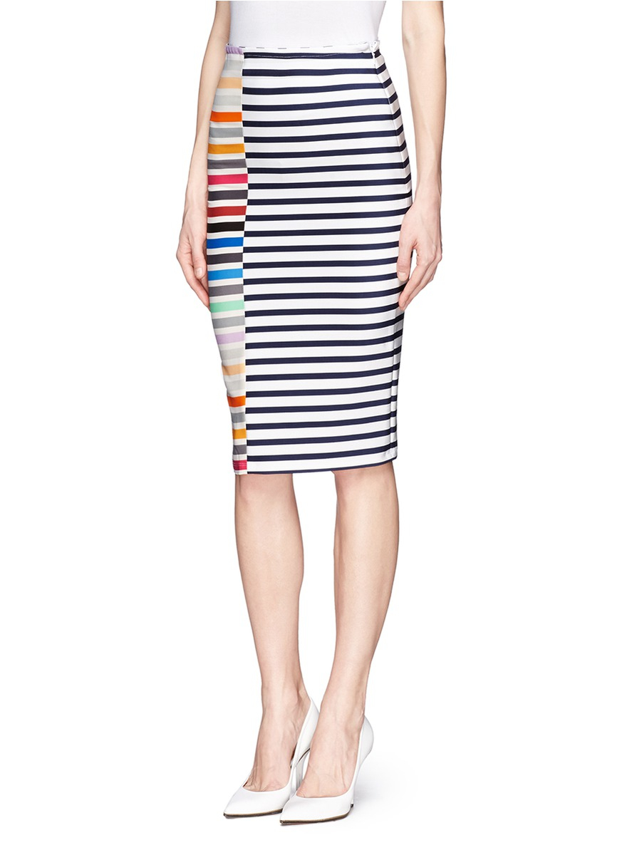 Lyst - Tanya Taylor Peggy Micro Knit Striped Pencil Skirt