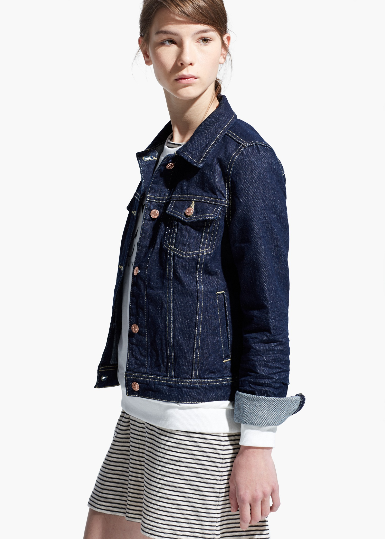 Lyst Mango Dark Denim Jacket in Blue