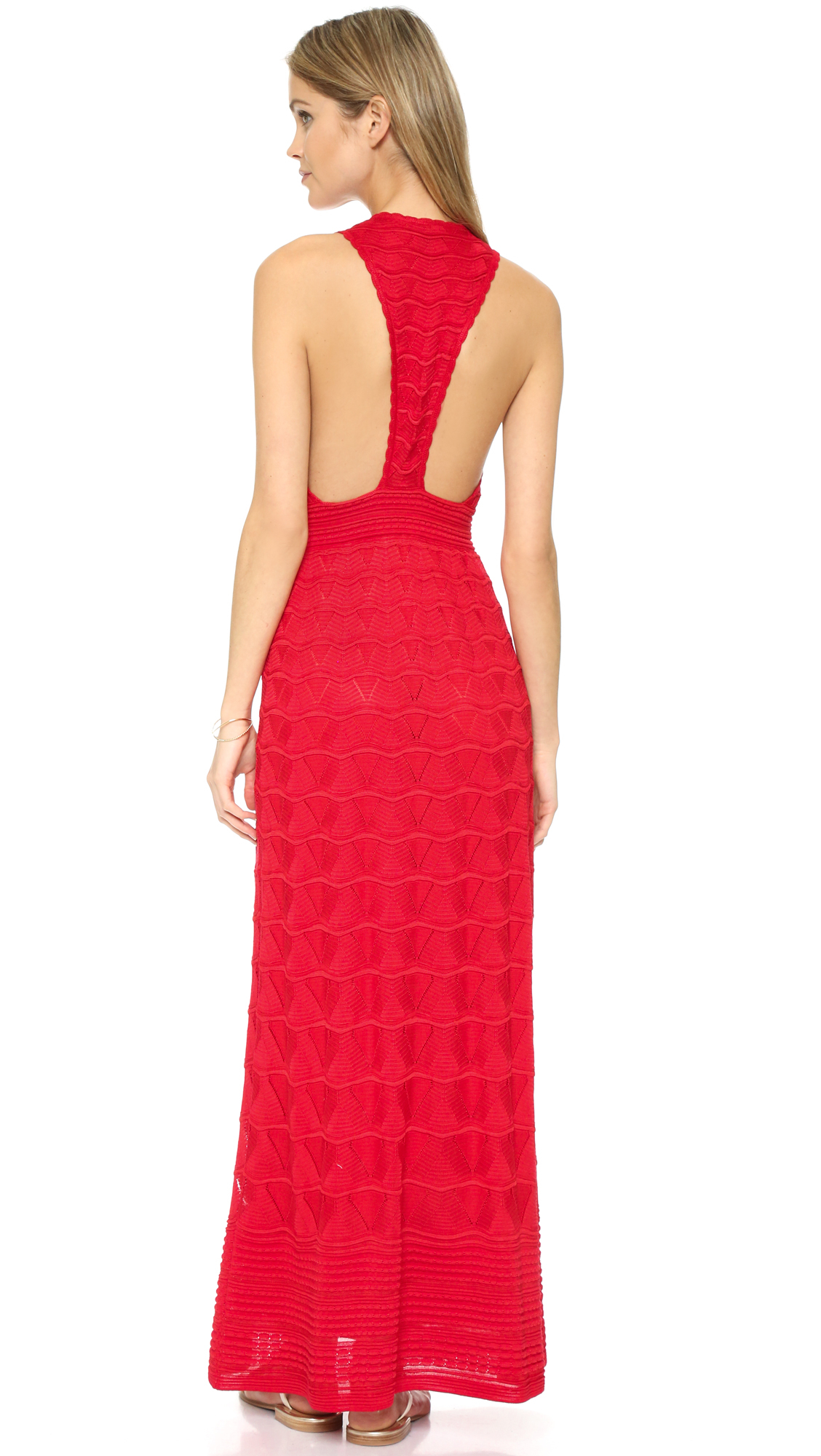 M Missoni Knit Racer Back Maxi Dress in Red - Lyst