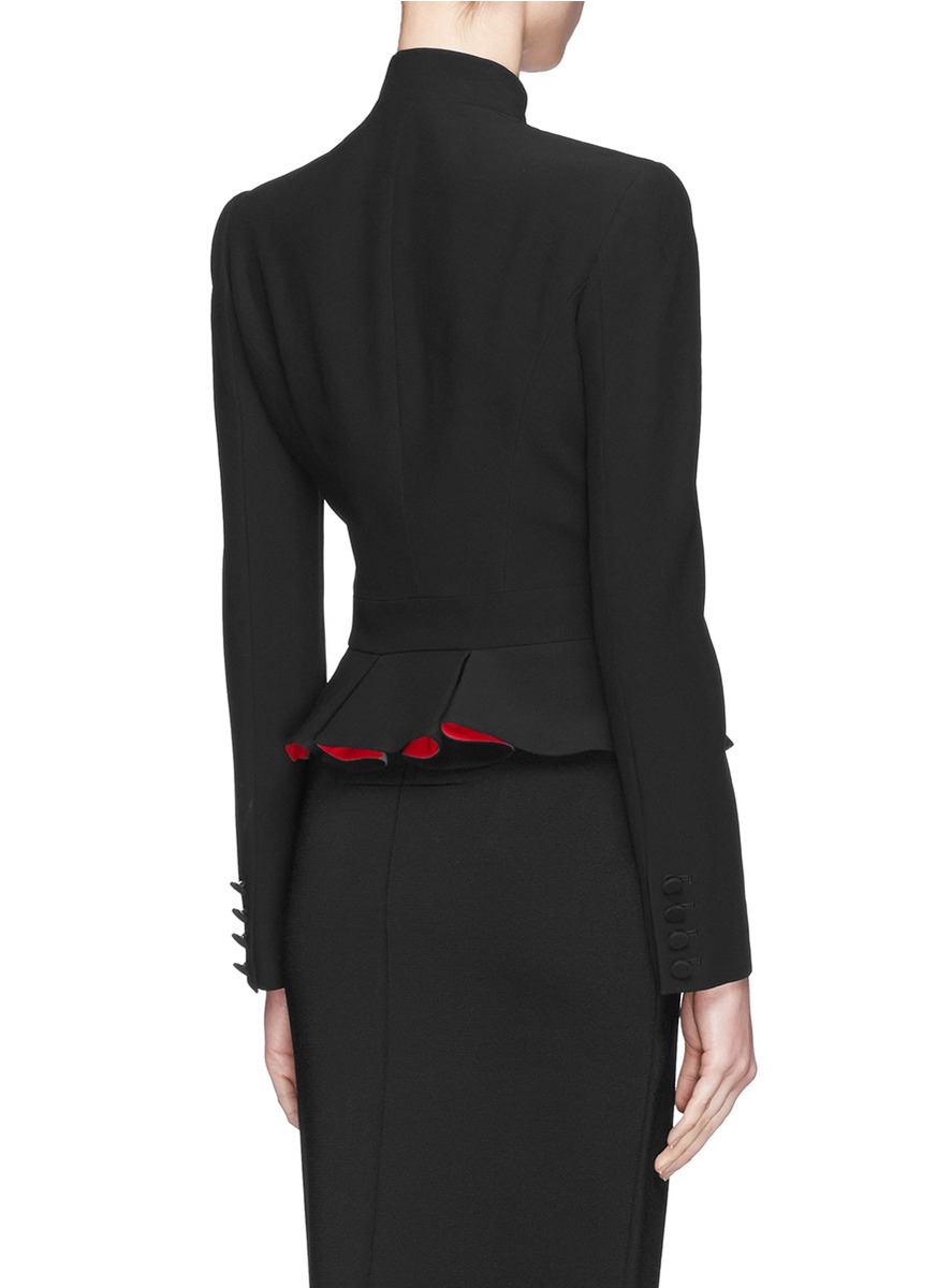 Lyst - Alexander McQueen Contrast Lining Peplum Suit Jacket in Black