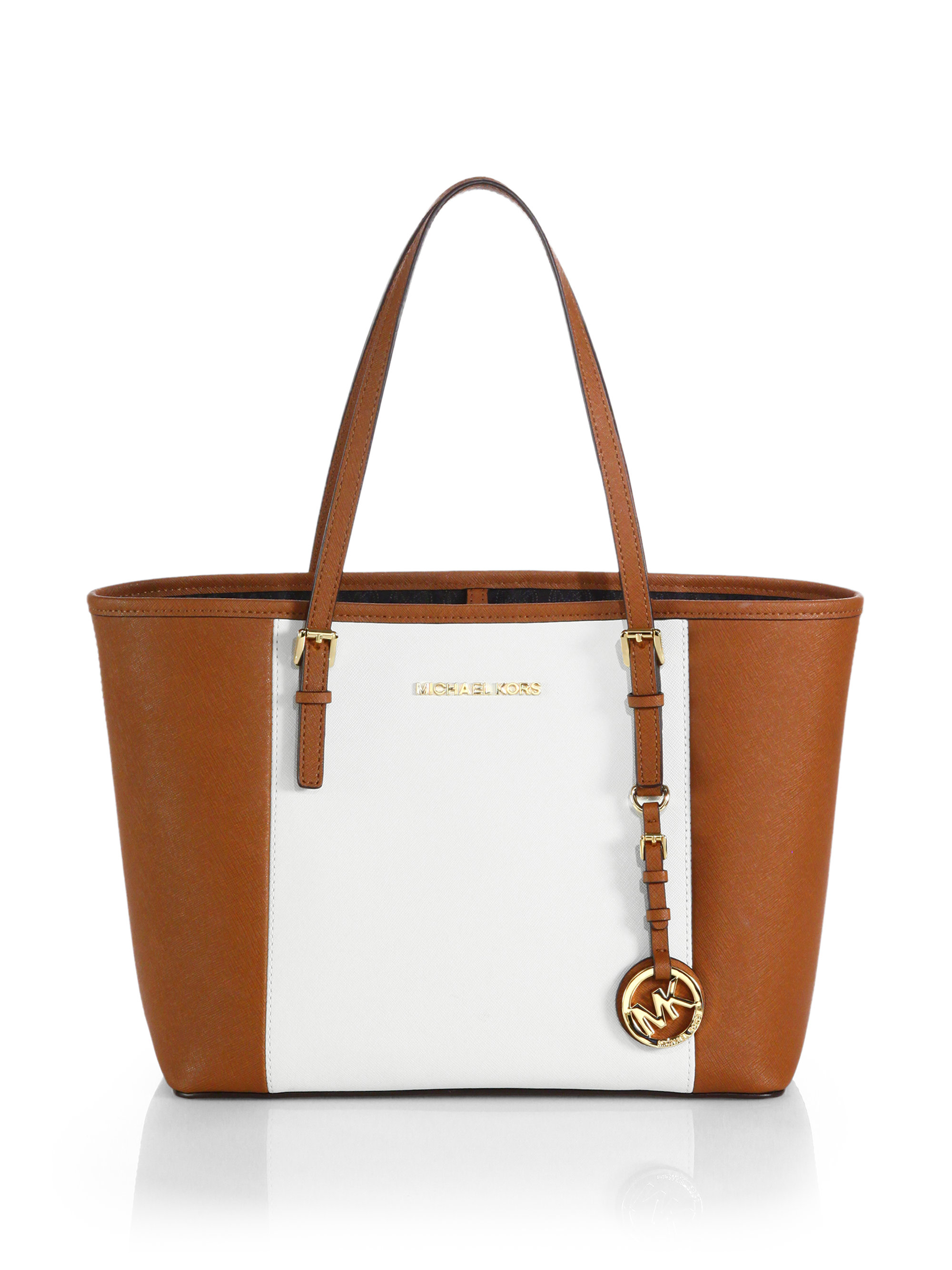 Lyst Michael Kors Small Colorblock Travel Tote In Brown Gallery