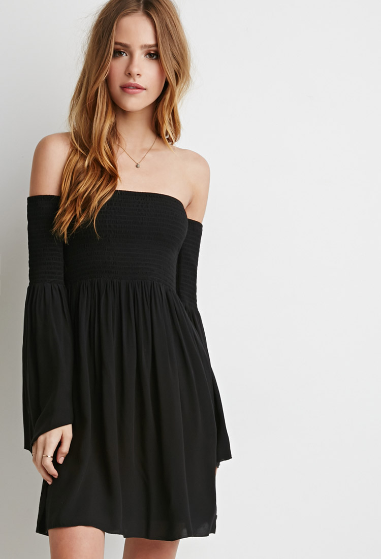 Off Shoulder Smocked Dress