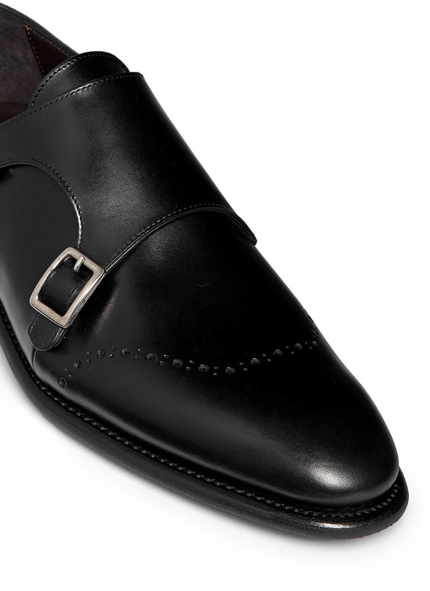 Lyst Canali Leather Monk Strap Shoes in Black for Men