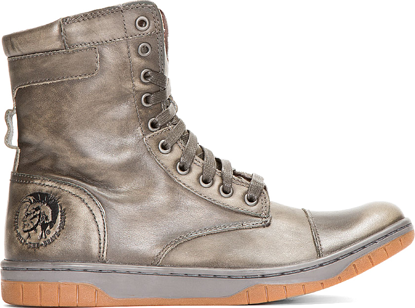 mens grey boots leather