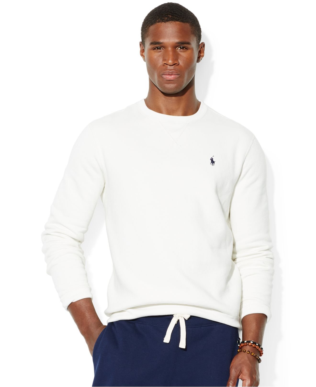 Polo Ralph Lauren White Classic Fleece Crew Neck Sweater Product 1 23029352 1 465470445 Normal 