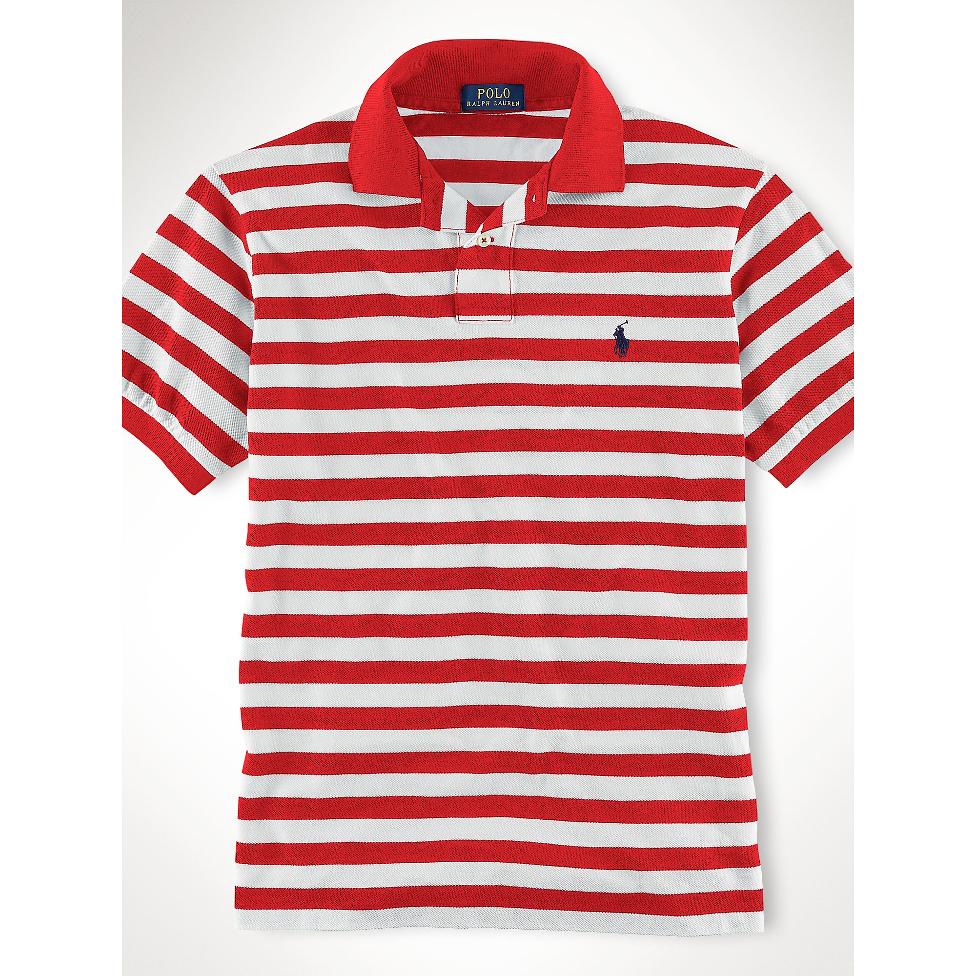 Polo Ralph Lauren Pandora Redwhite Custom Fit Striped Polo Shirt Red Product 0 258250846 Normal 