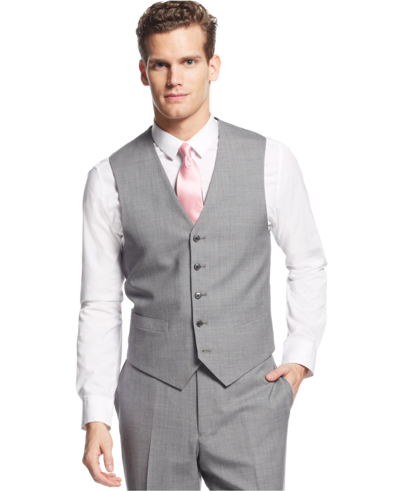 Lyst - Tommy Hilfiger Light Grey Stripe Vested Suit in Gray for Men