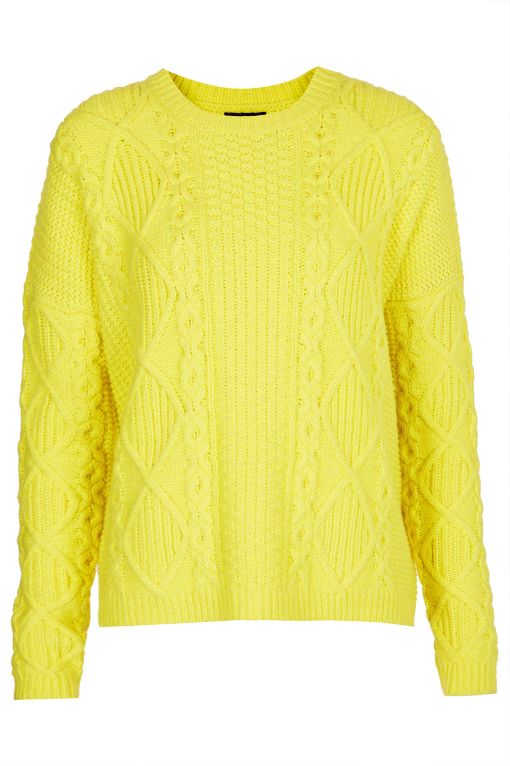 Lyst - Topshop Knitted Angora Cable Jumper in Yellow