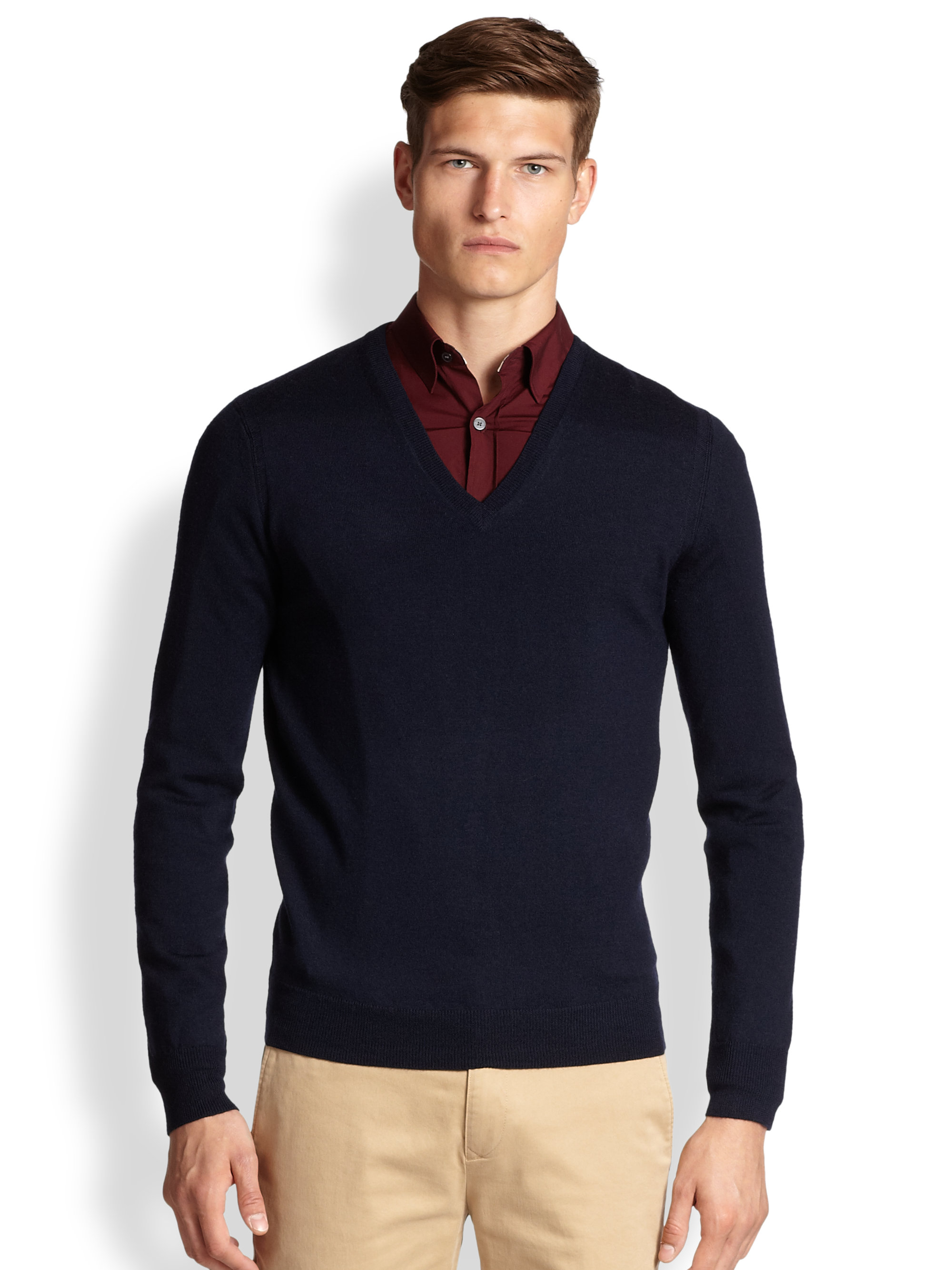 Lyst - Burberry Brit Dockley Merino Wool Vneck Sweater in Blue for Men