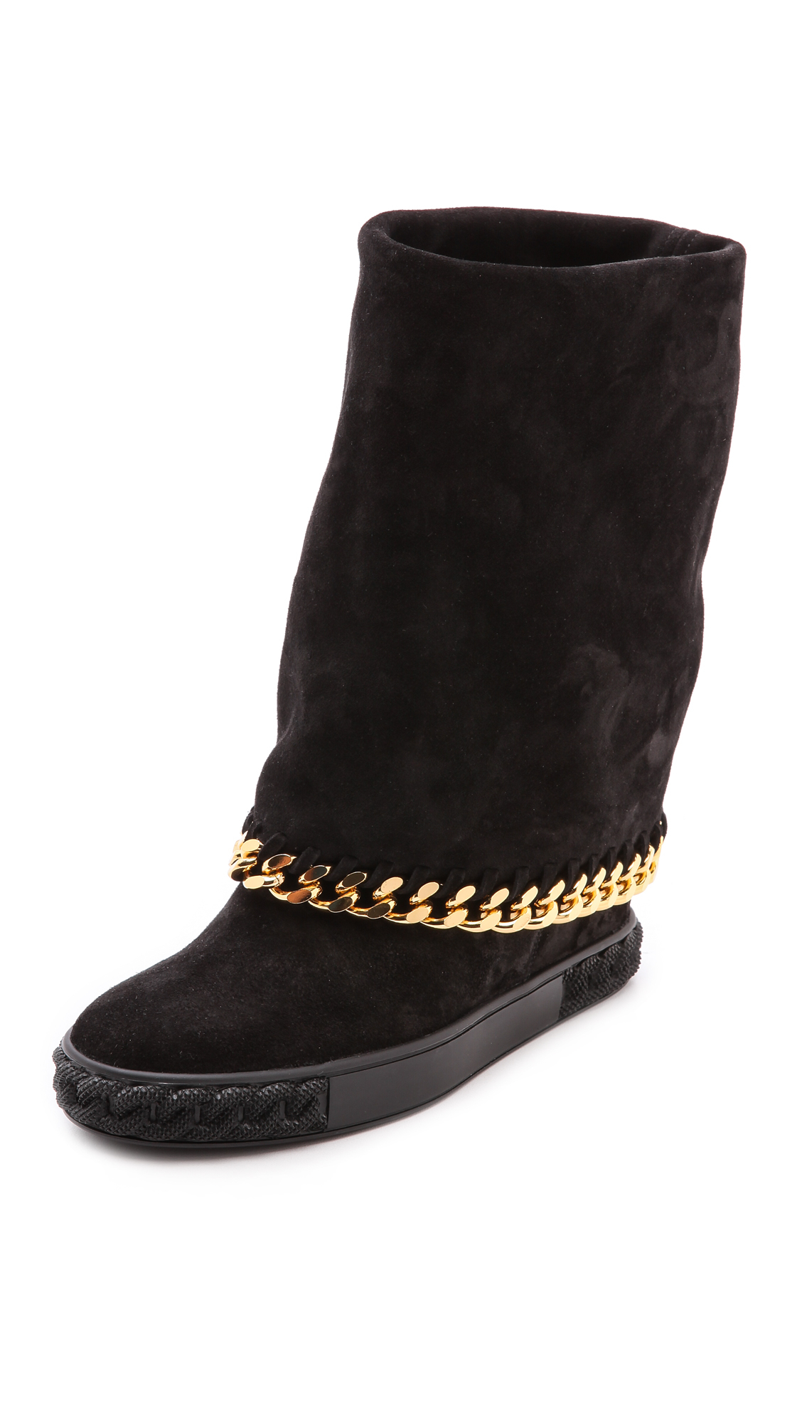 black hidden wedge boots