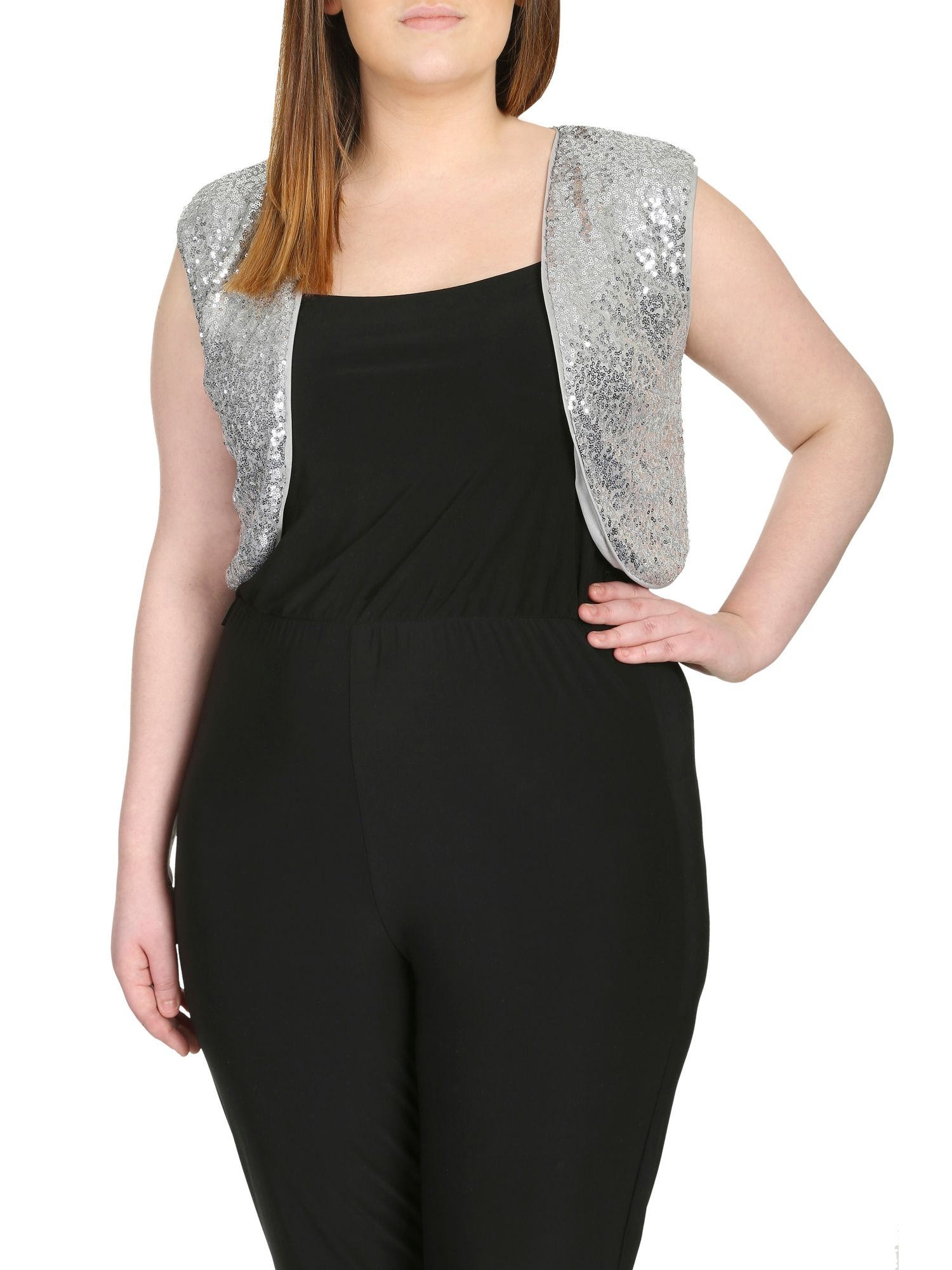Samya Plus Size Sequin Embellished Cardigan in Metallic | Lyst