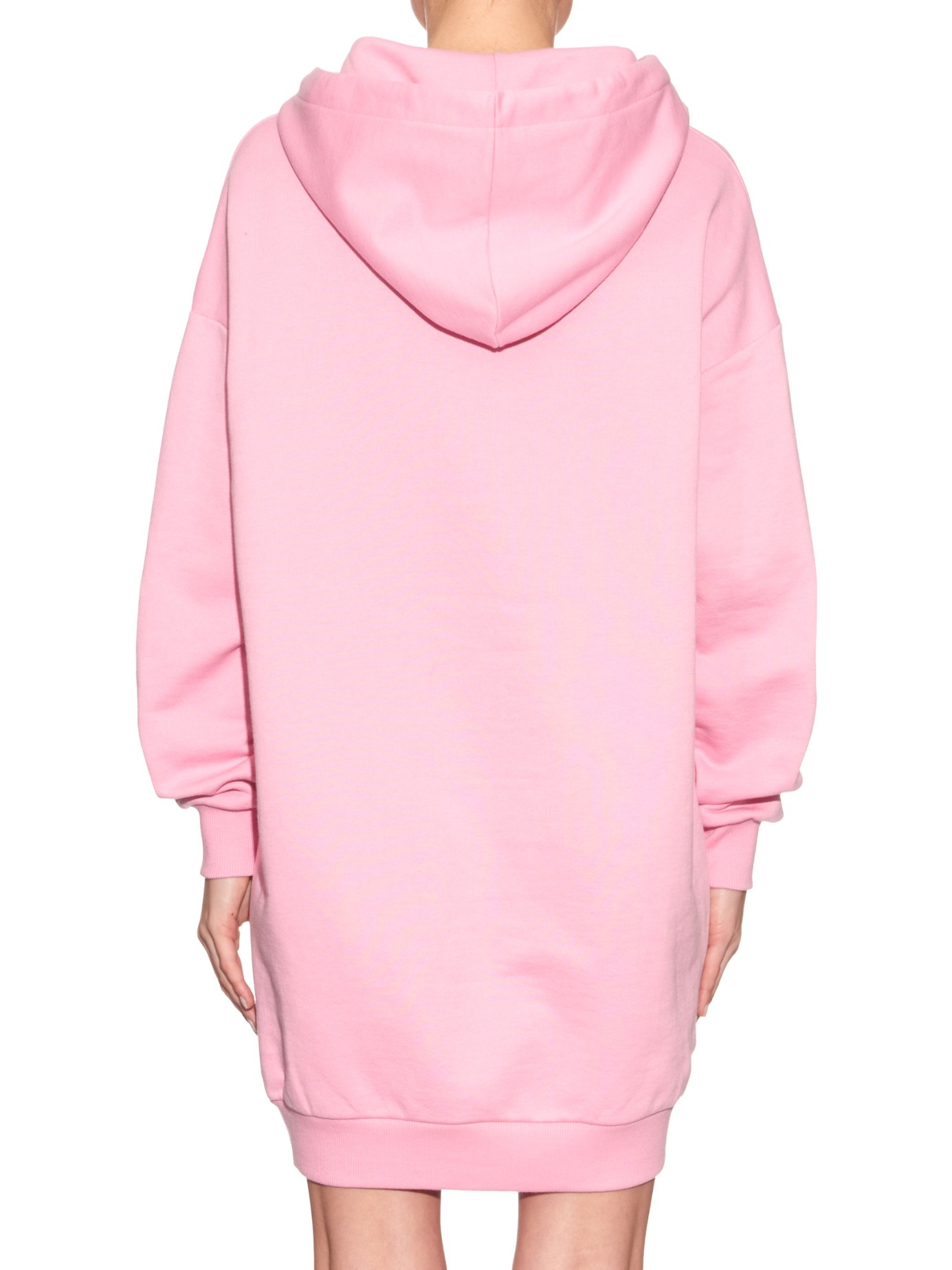 Moschino Oversized Hooded Logo Sweater Dress in Pink | Lyst