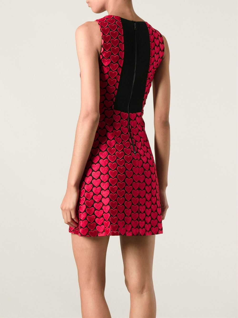 Lyst - Alice + Olivia Heart Pattern Embroidered Short Dress in Red